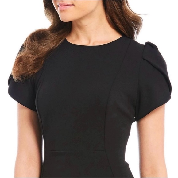 💜 NWT! Purple CALVIN KLEIN Sheath Tulip Sleeve Dress - Size 4 - Picture 6 of 12